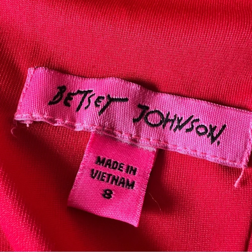 Betsey Johnson Size 8 Red Mini Dress Cocktail Faux Wrap Twist Slit - Picture 4 of 8